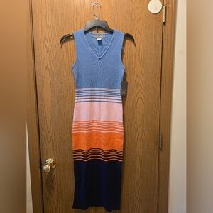 NEW Lark + Grey Nordstrom Striped Sleeveless Dress SO SOFT with Slit Size M
